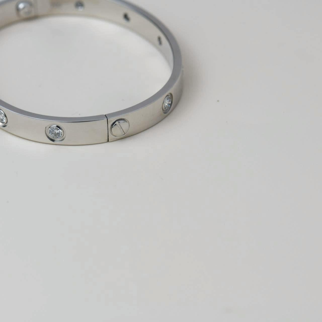 Cartier Love-Armband, Zehn Diamanten, 18 Karat Weißgold, Größe 16 1