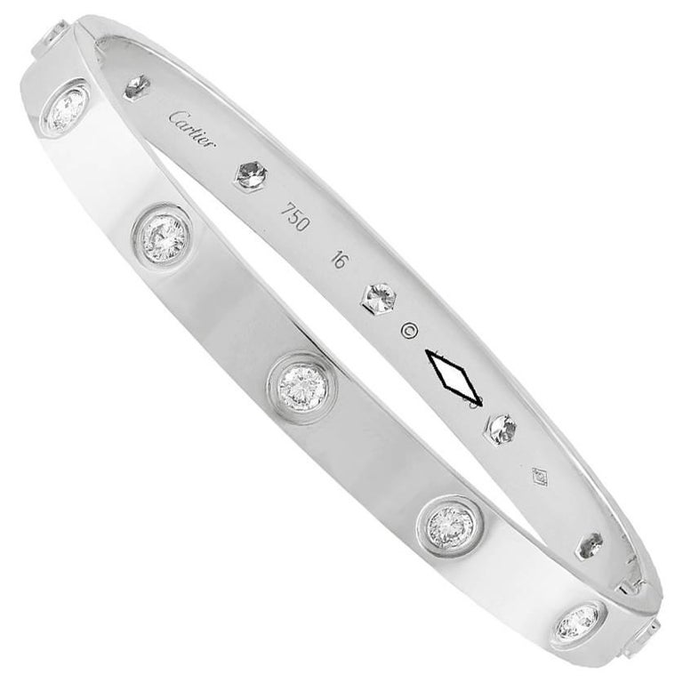 Cartier Love Bracelet Ten Diamonds White Gold Bangle Bracelet For Sale at  1stDibs