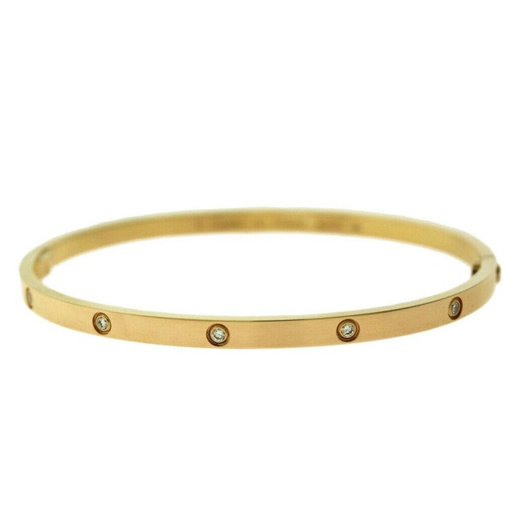 Cartier Love Bracelet Thin, Rose Gold, 10 Diamonds 'C344' at 1stDibs