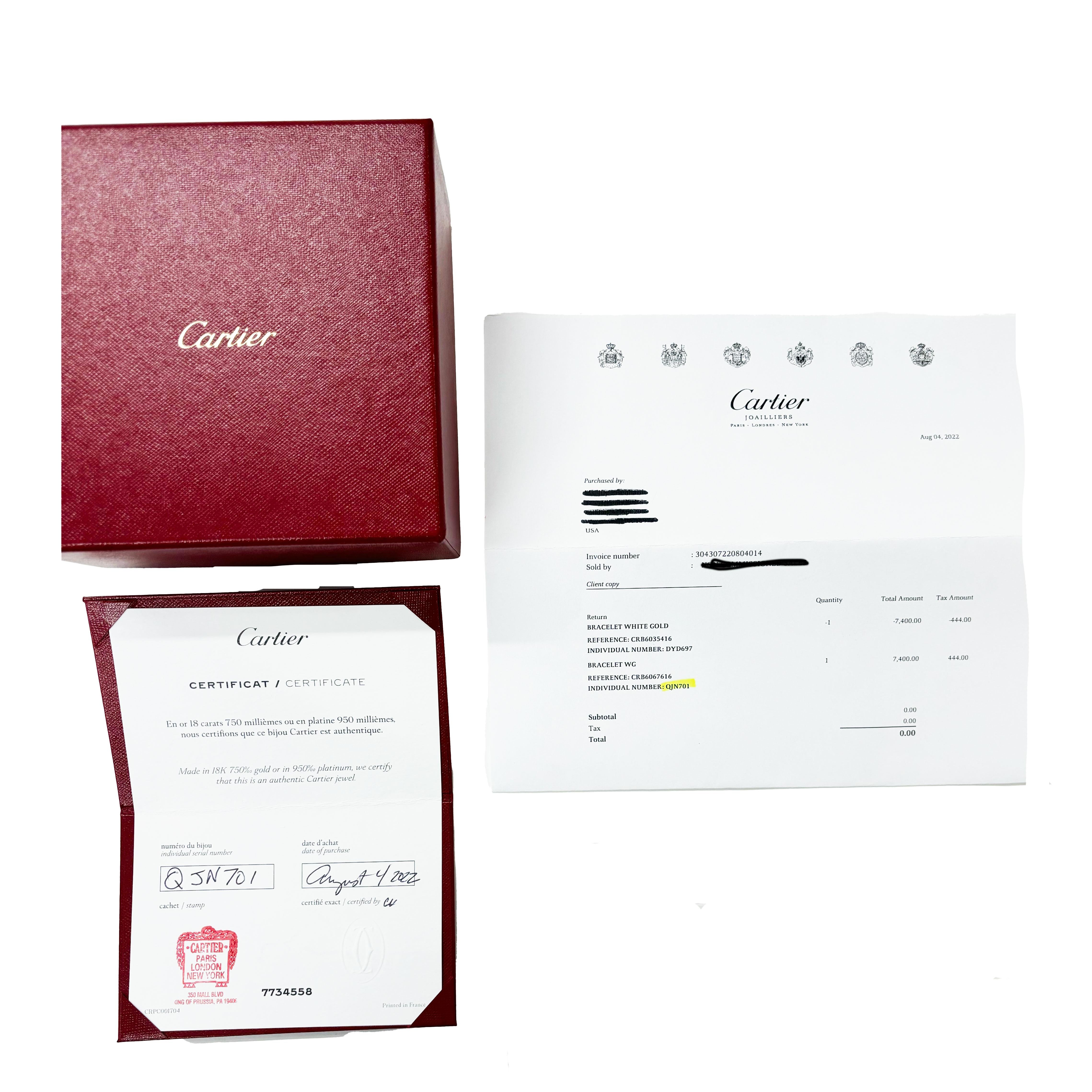 Cartier Love-Armband (Weißgold) für Damen oder Herren