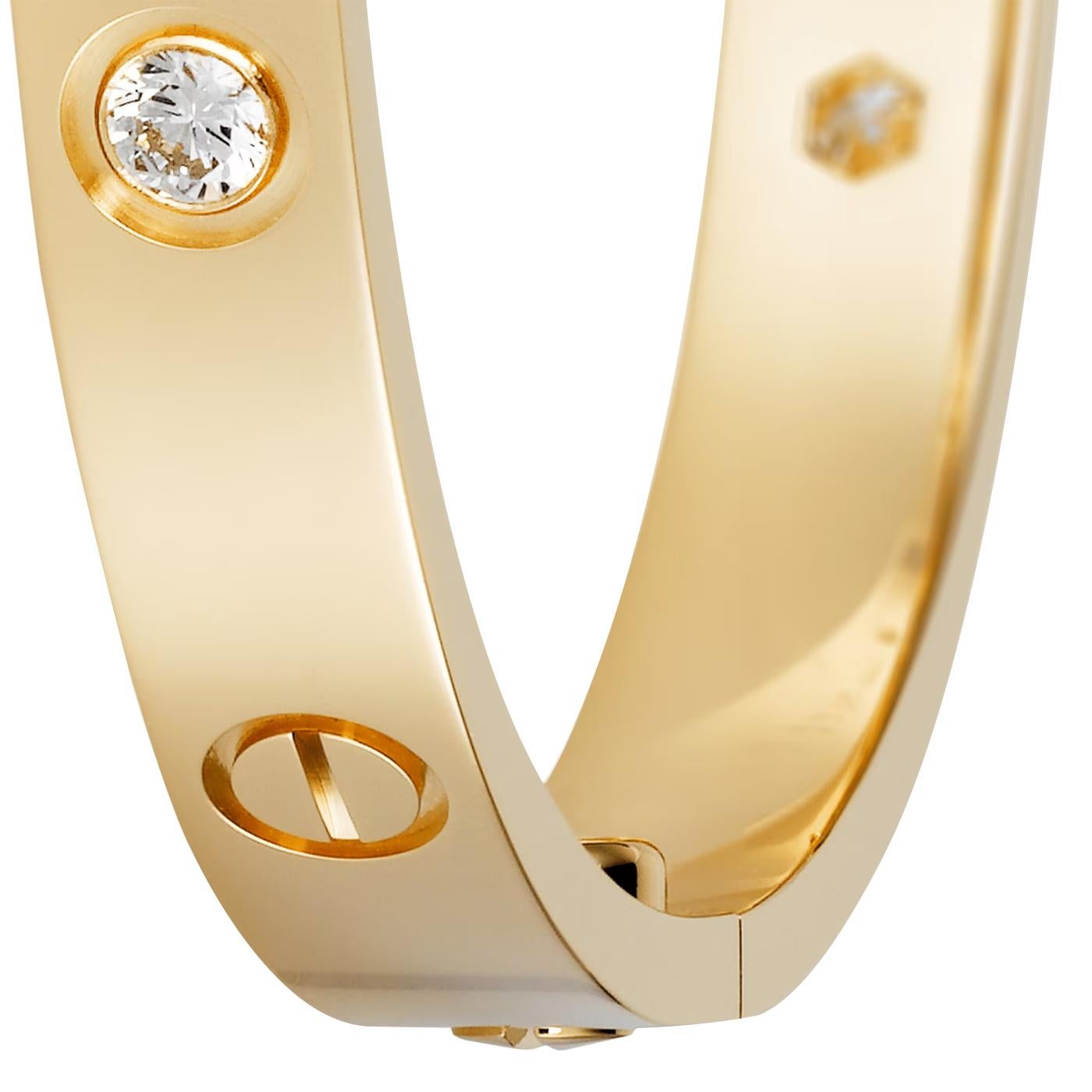 Modernist Cartier Love Bracelet with 0.42 Carat 4 Brilliant-Cut Diamonds 18k Yellow Gold For Sale