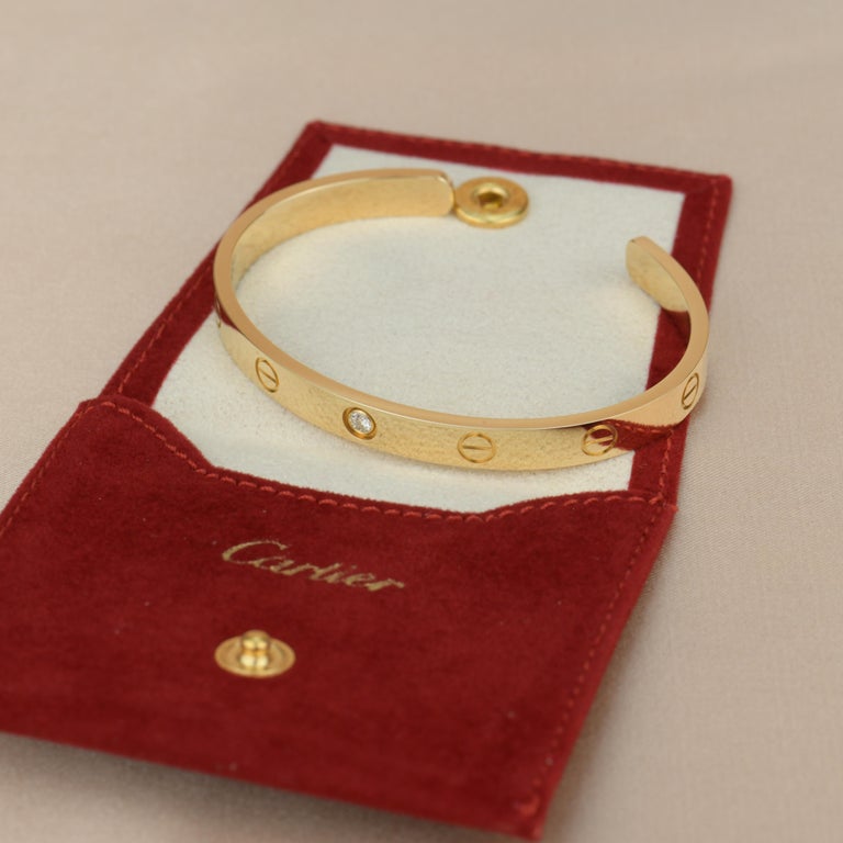 Women's or Men's Cartier Love Bracelet with 1 Diamond 18K Yellow Gold