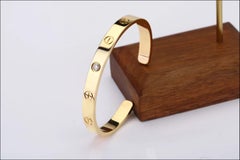Cartier Love Bracelet with 1 Diamond 18K Yellow Gold Size 16 with Box and Card