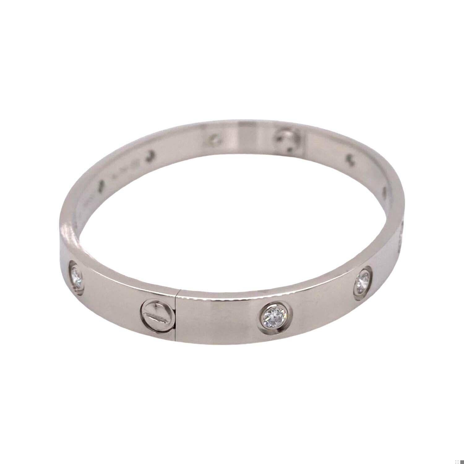 Cartier Pulsera del Amor con 10 Diamantes en Oro Blanco de 18k, Talla 16 (C-517) Contemporáneo en venta