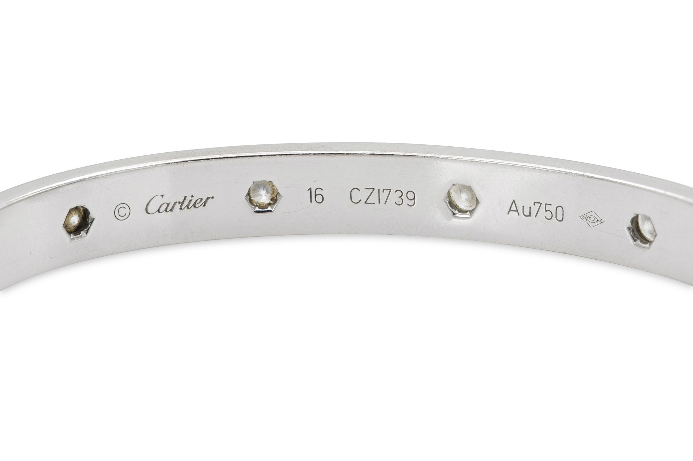Women's Cartier Love Bracelet with 10 Diamonds For Sale