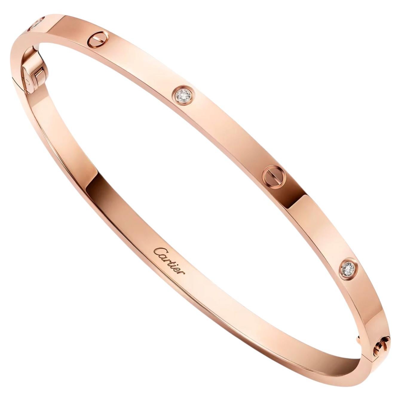 Cartier Love Bracelet With 6 Brilliant Cut Diamonds 18K Rose Gold Small Model