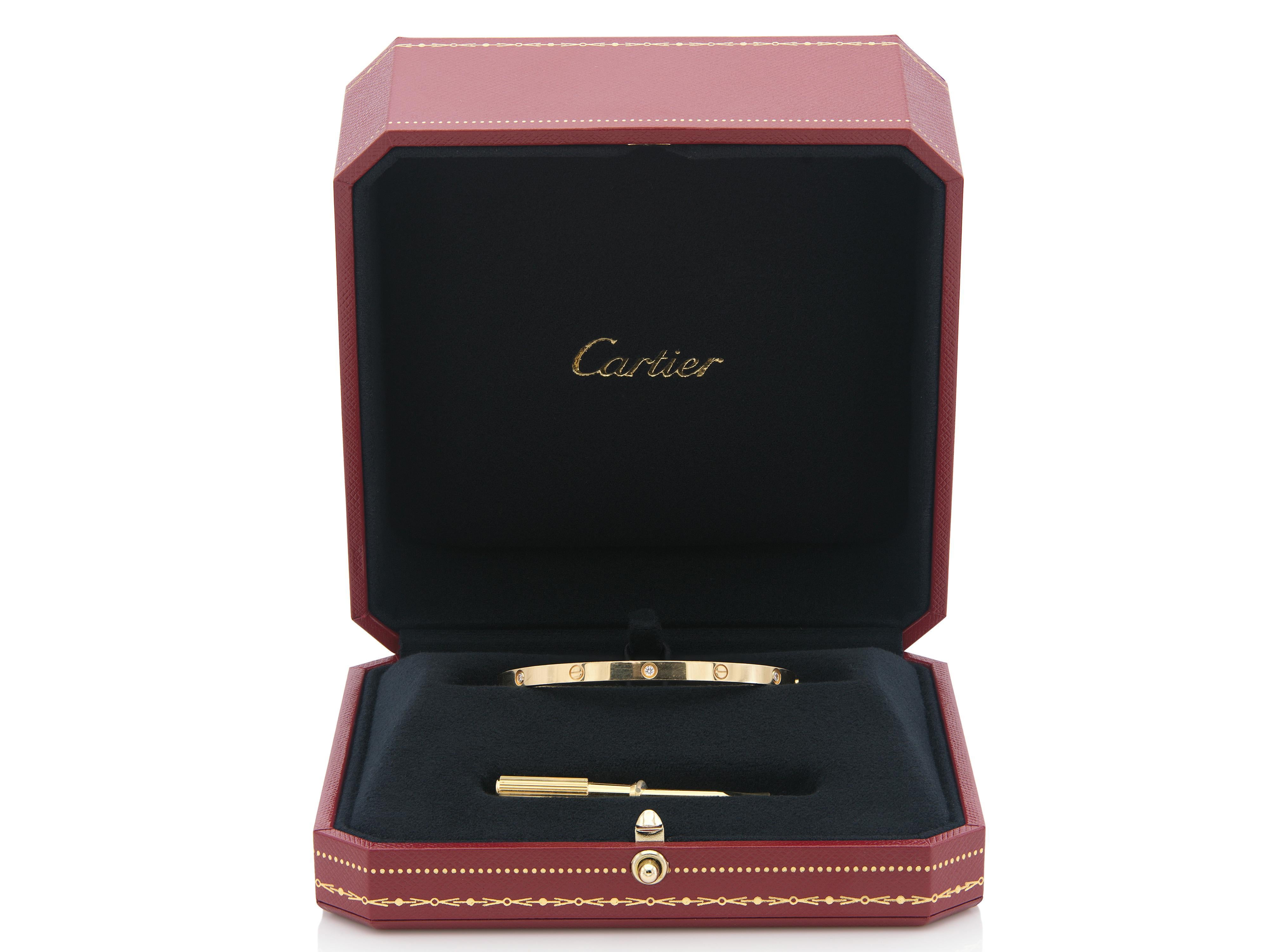 Cartier Love Bracelet with 6 Diamonds, Small Model In Good Condition For Sale In New York, NY