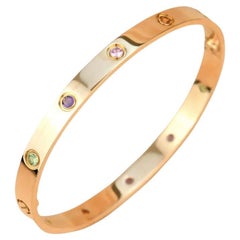 Cartier Love Bracelet with Garnet, Sapphire, Amethyst in 18k Rose Gold