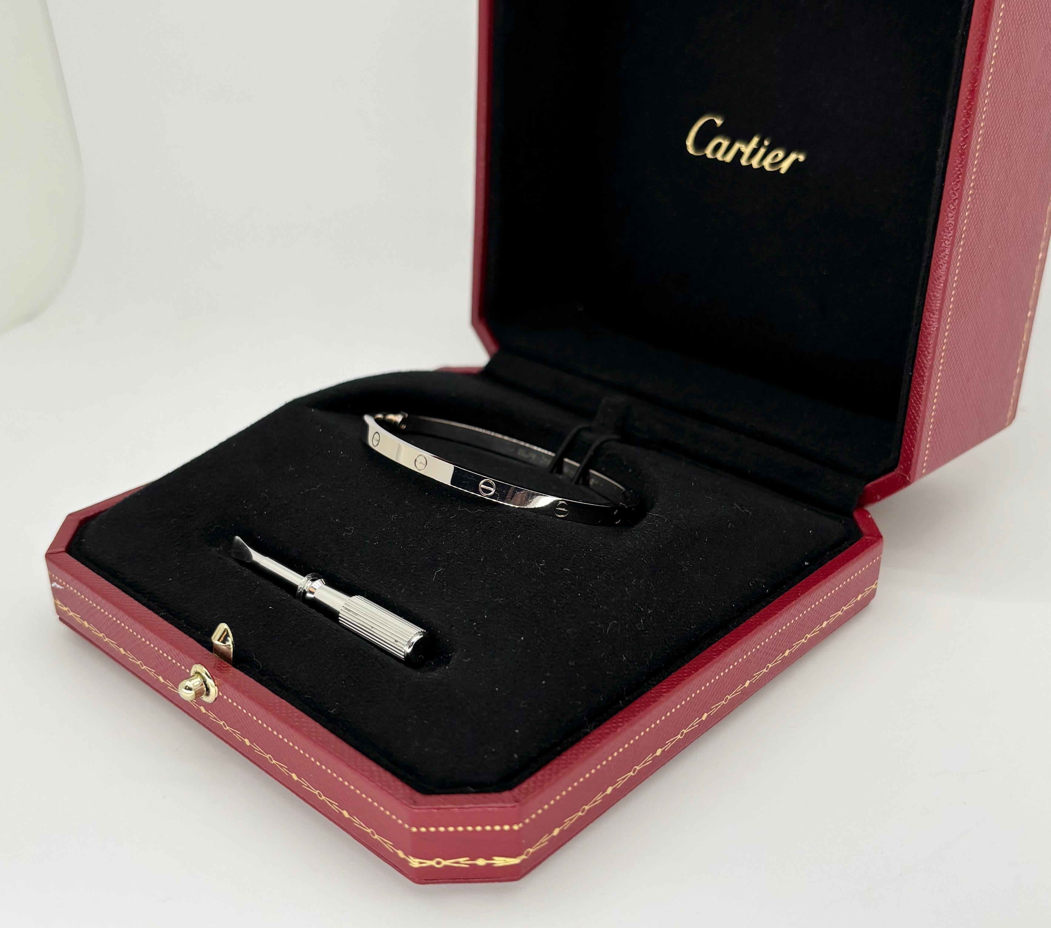 Cartier Love Bracelet With Original Box & Screwdriver Size 16  For Sale 4