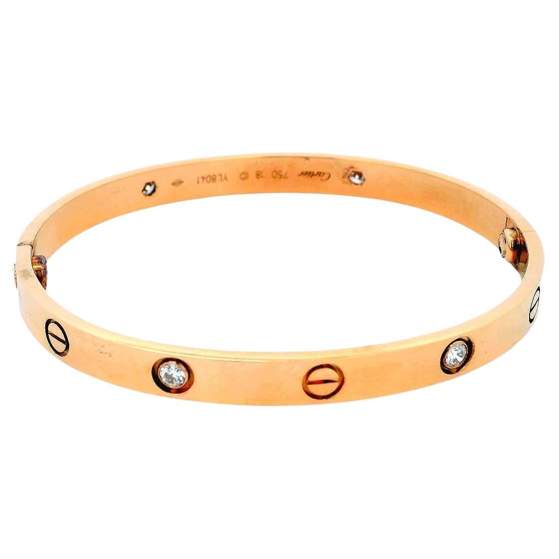 Cartier Love Bracelet with Screwdriver Size '18' 18K Rose Gold, Diamond & Pouch
