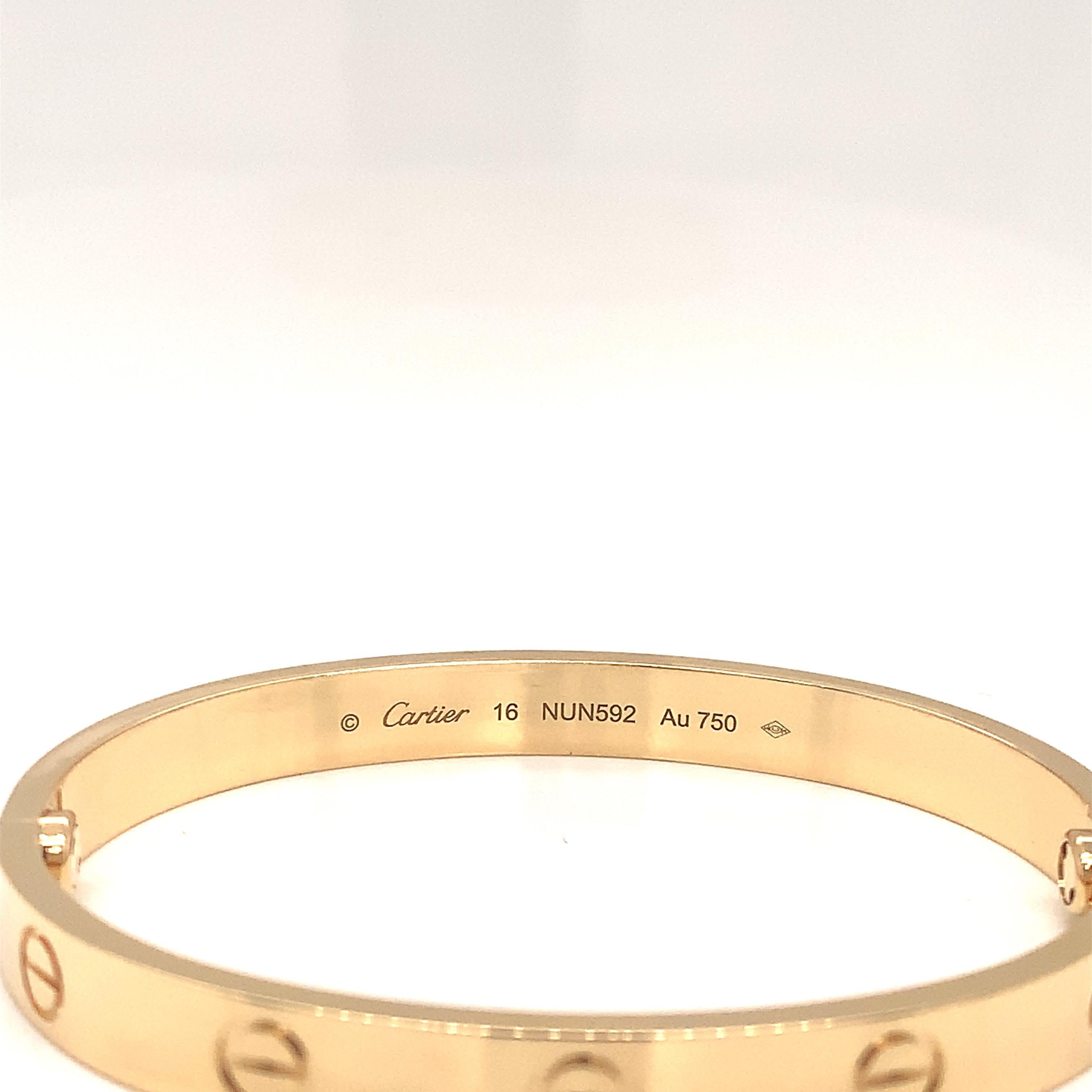 Cartier Love Bracelet Yellow Gold Classic In New Condition In Aventura, FL