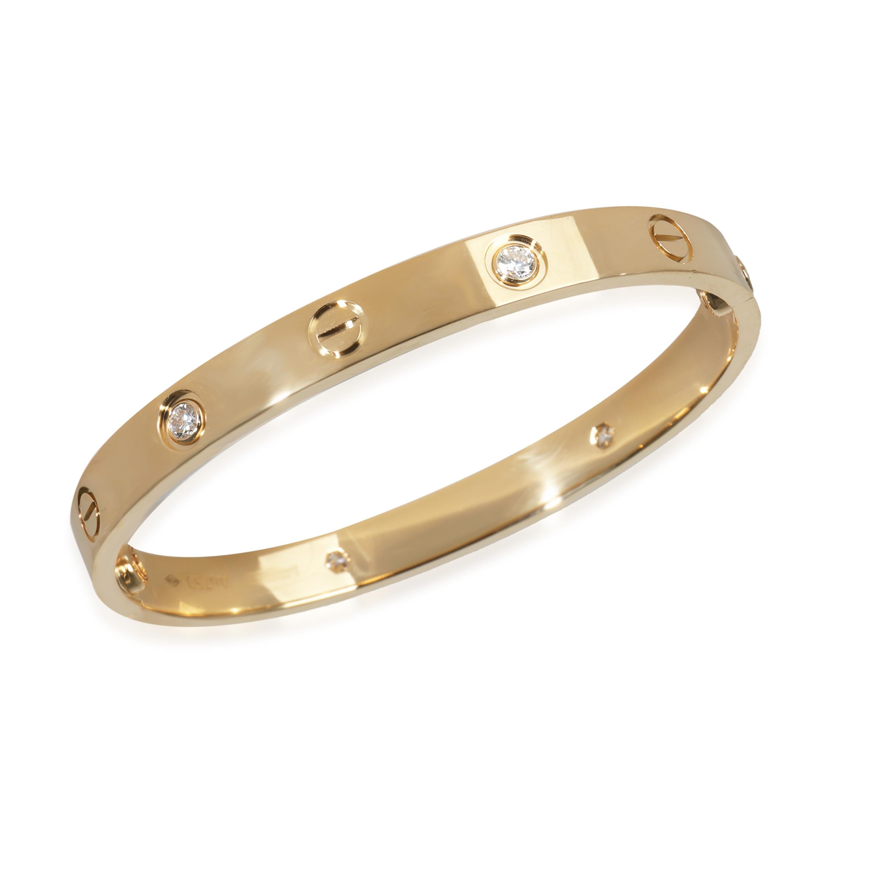 Cartier Love Bracelet, Diamonds (Yellow Gold)

PRIMARY DETAILS
SKU: 143165
Listing Title: Cartier Love Bracelet, Diamonds (Yellow Gold)
Brand: Cartier
Collection/Series: Love
Metal Type: Yellow Gold
Metal Purity: 18k
Chain or Bracelet Length (in):