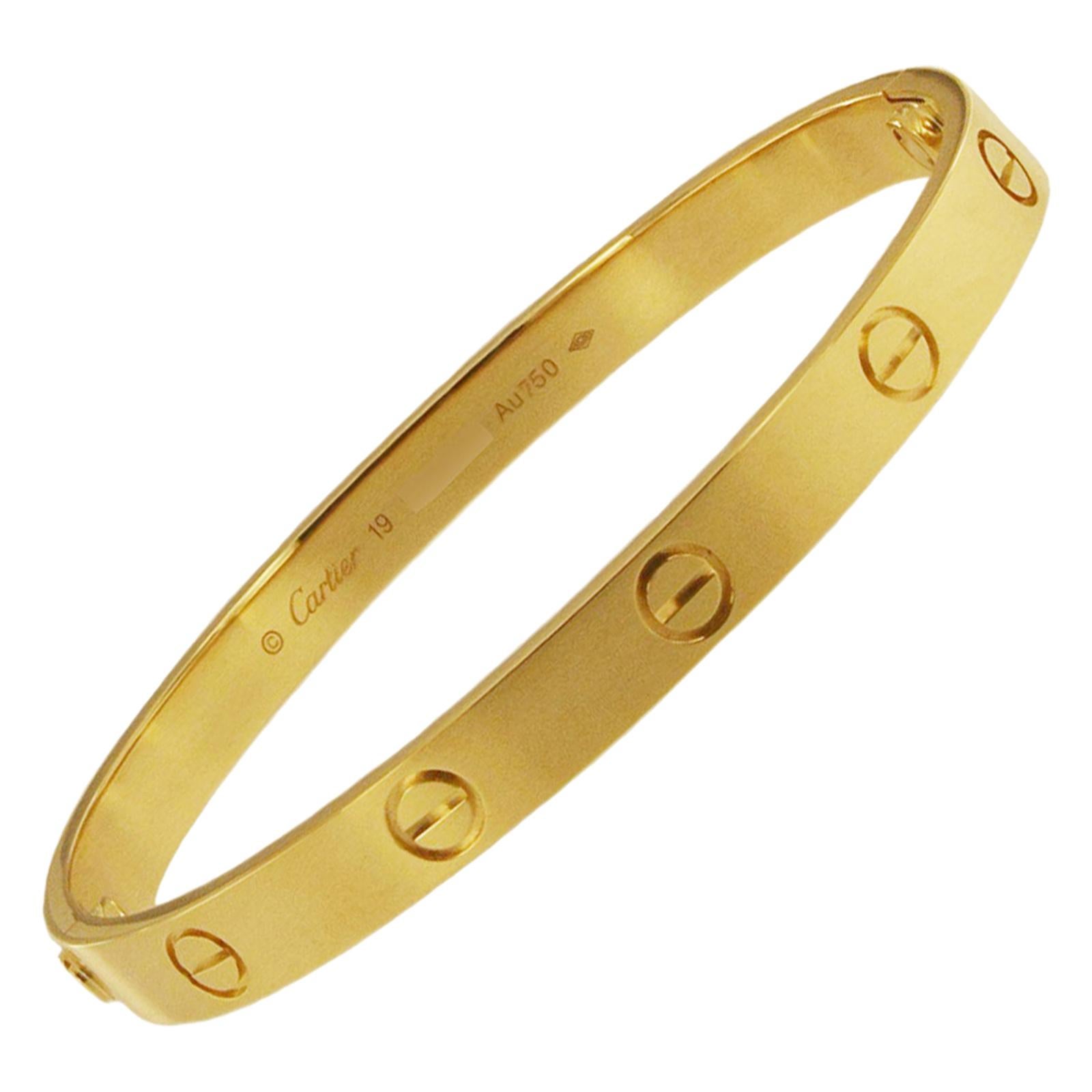 cartier love bracelet yellow gold size 19