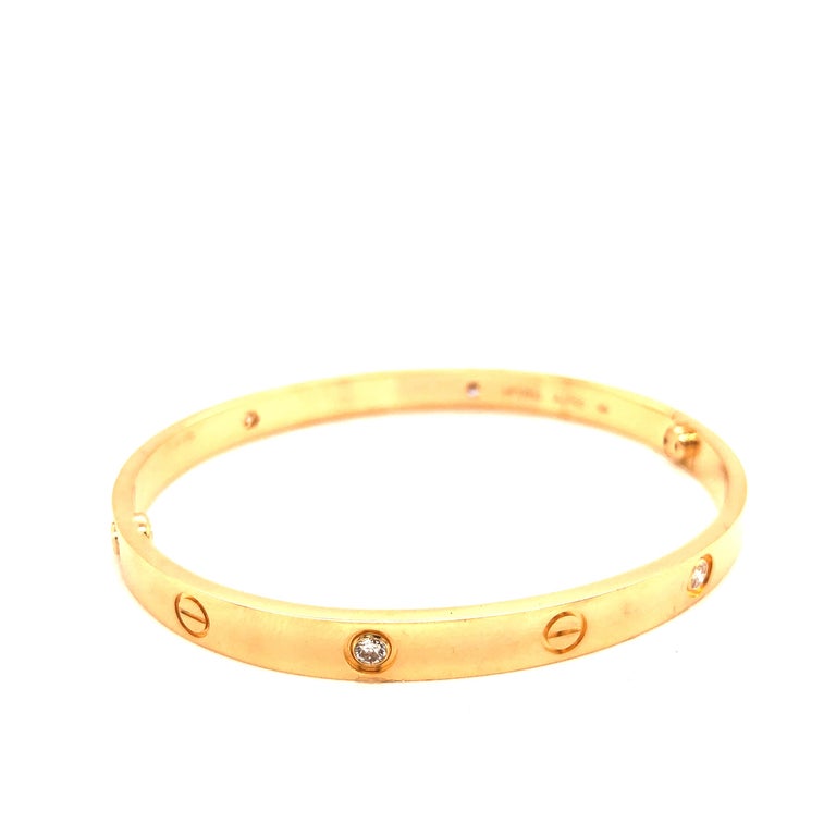 Cartier Love Bracelet Yellow Gold Four Diamond at 1stDibs
