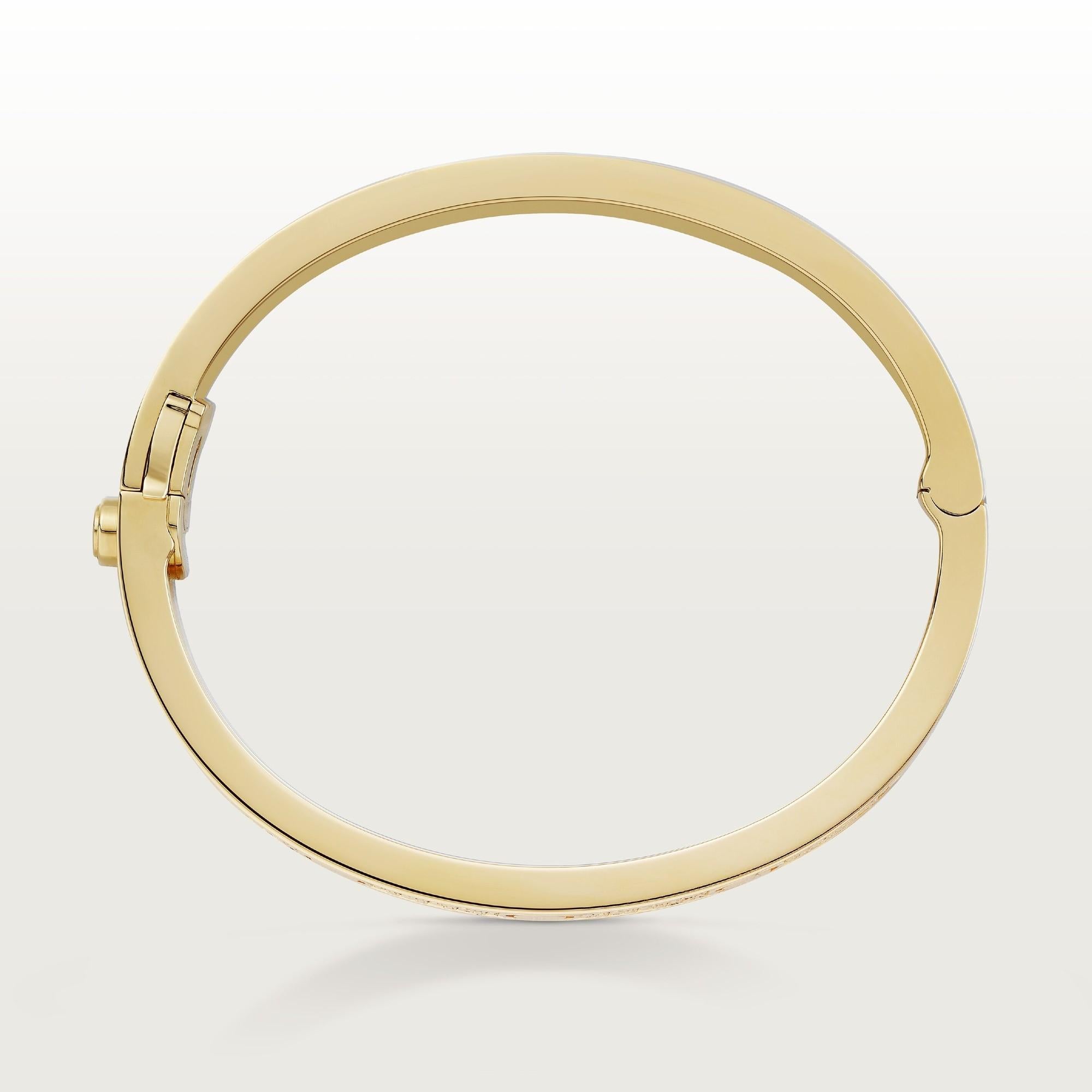 Cartier LOVE Bracelet yellow gold pavé diamonds box and papers size 16 Corte brillante en venta