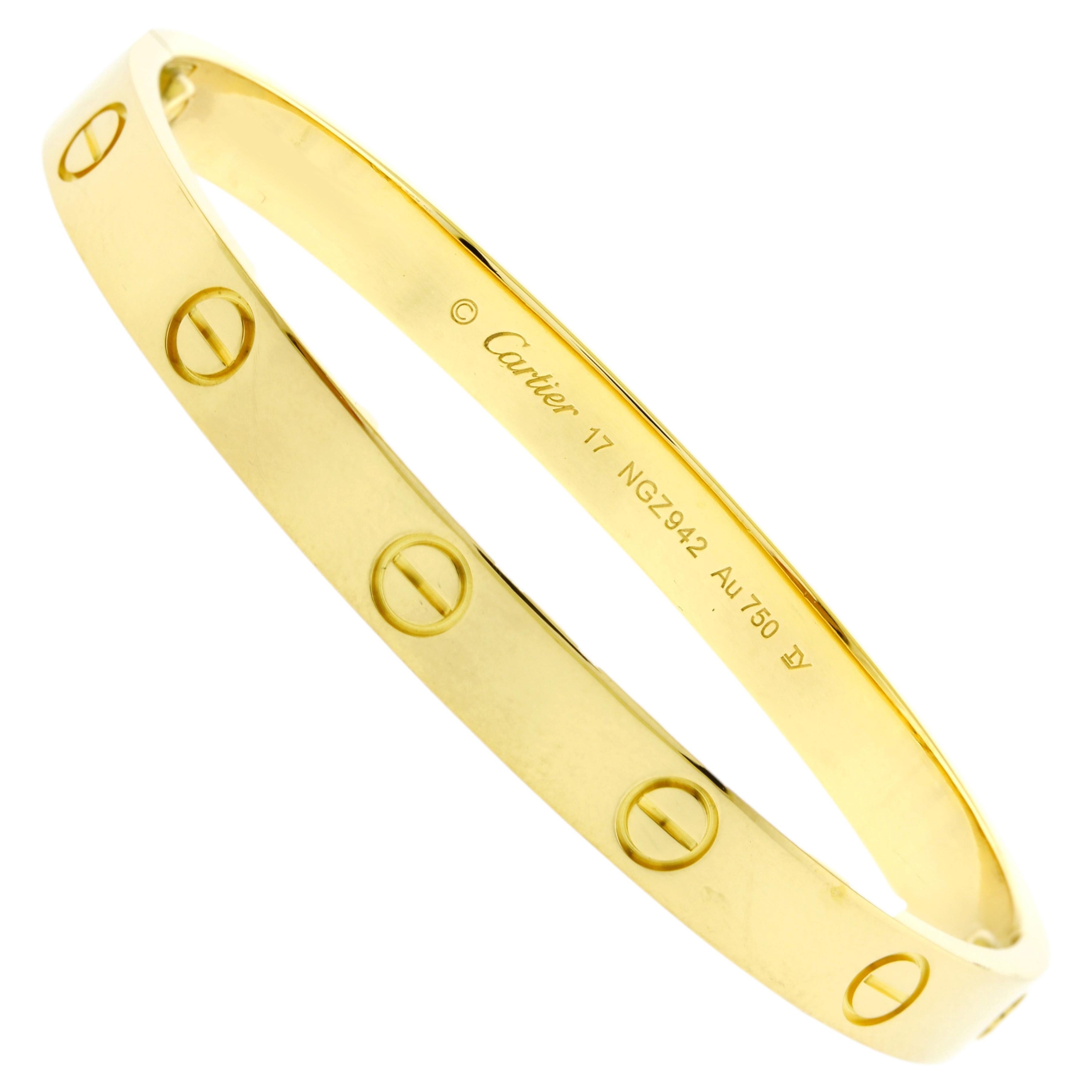 Cartier Love Bracelet, Yellow Gold Size 17