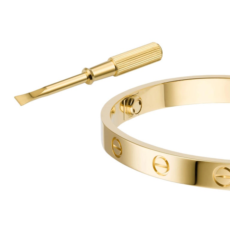 Cartier Love Bracelet yellow gold Size 20 with Screwdriver at 1stDibs