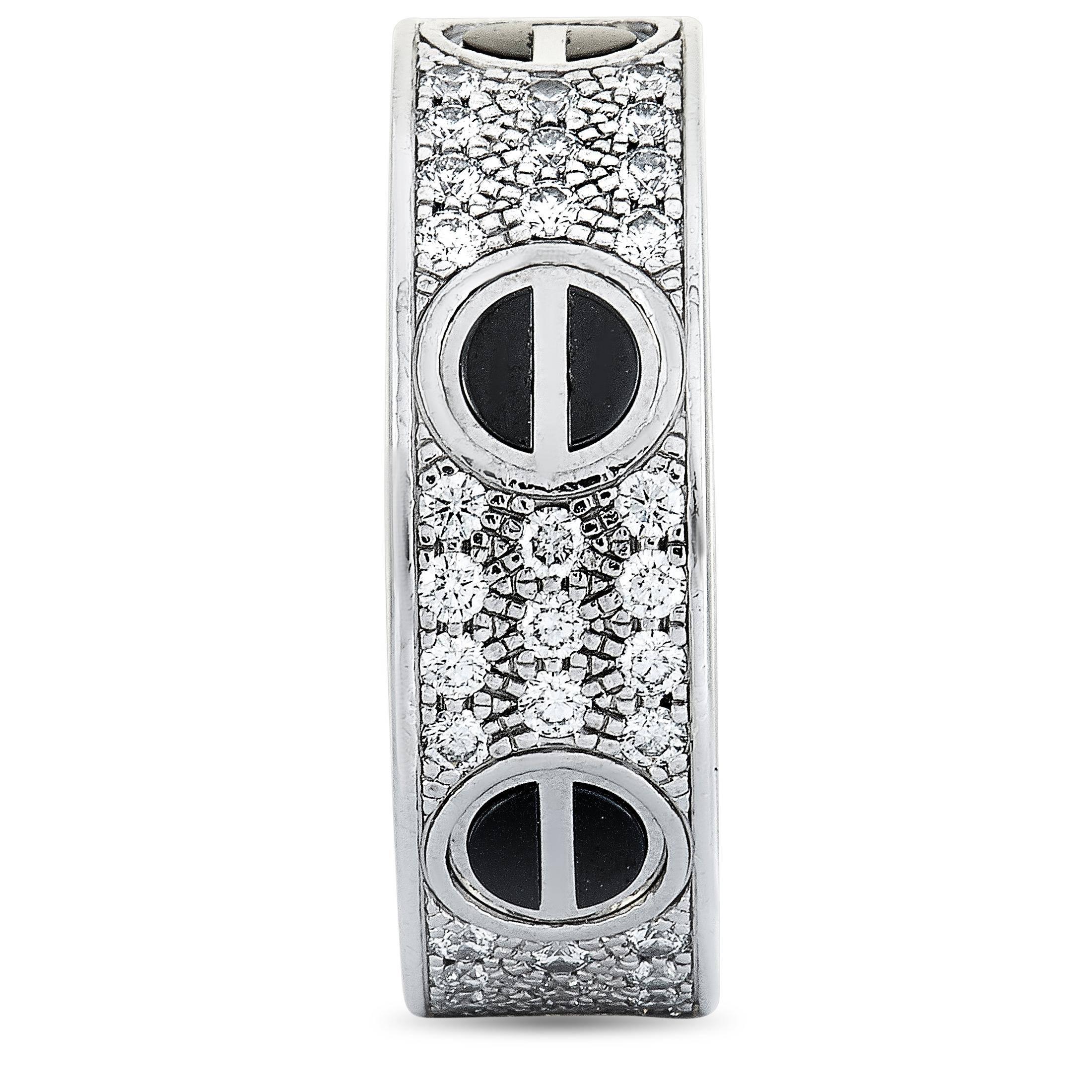 Round Cut Cartier LOVE Ceramic 0.74 Carat Diamond White Gold Ring