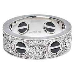 Cartier Love Ceramic Diamond Paved 18K White Gold Ring Size 52