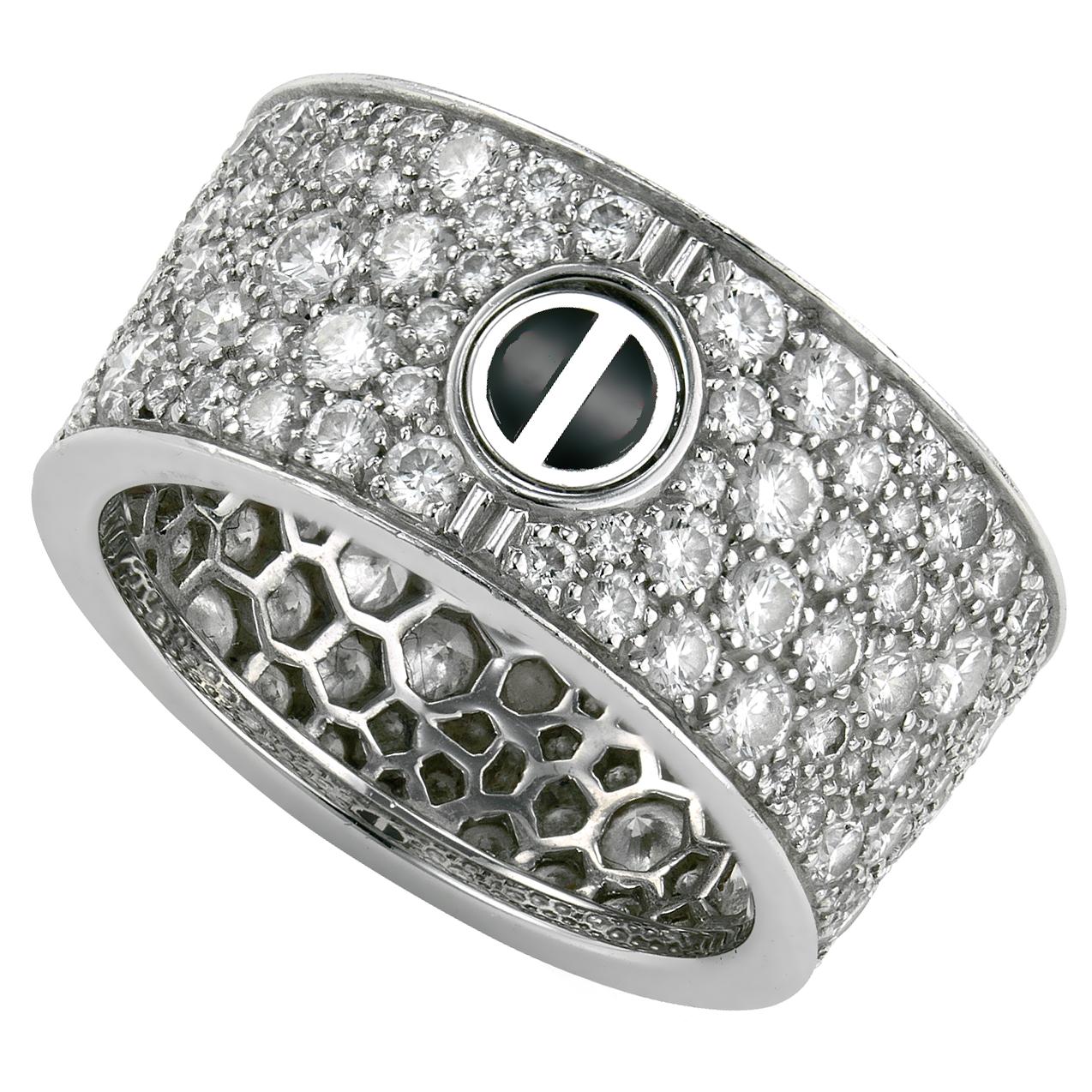 Taille ronde Cartier Bague Love en céramique avec diamants pavés en or blanc en vente