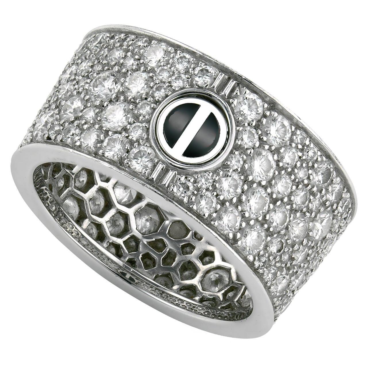 Cartier Love Ceramic Pave Diamond White Gold Ring For Sale