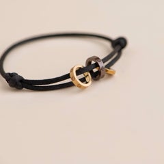 Cartier Love Charity Diamant Brown Keramik Gold 3 Reifen Schwarz Seide Cord Armband