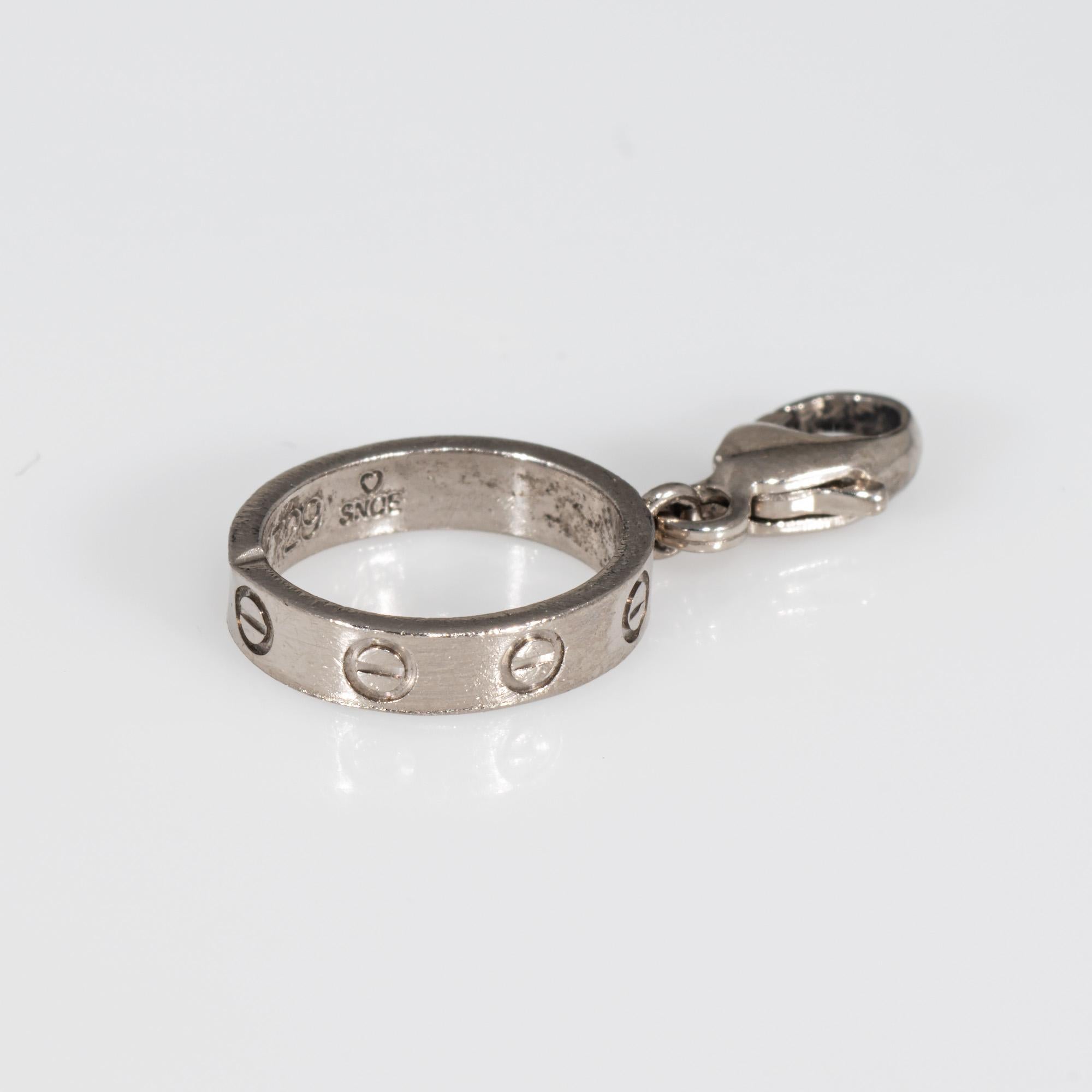 Contemporary Cartier Love Charm Estate 18k White Gold Pendant Fine Signed Jewelry For Sale
