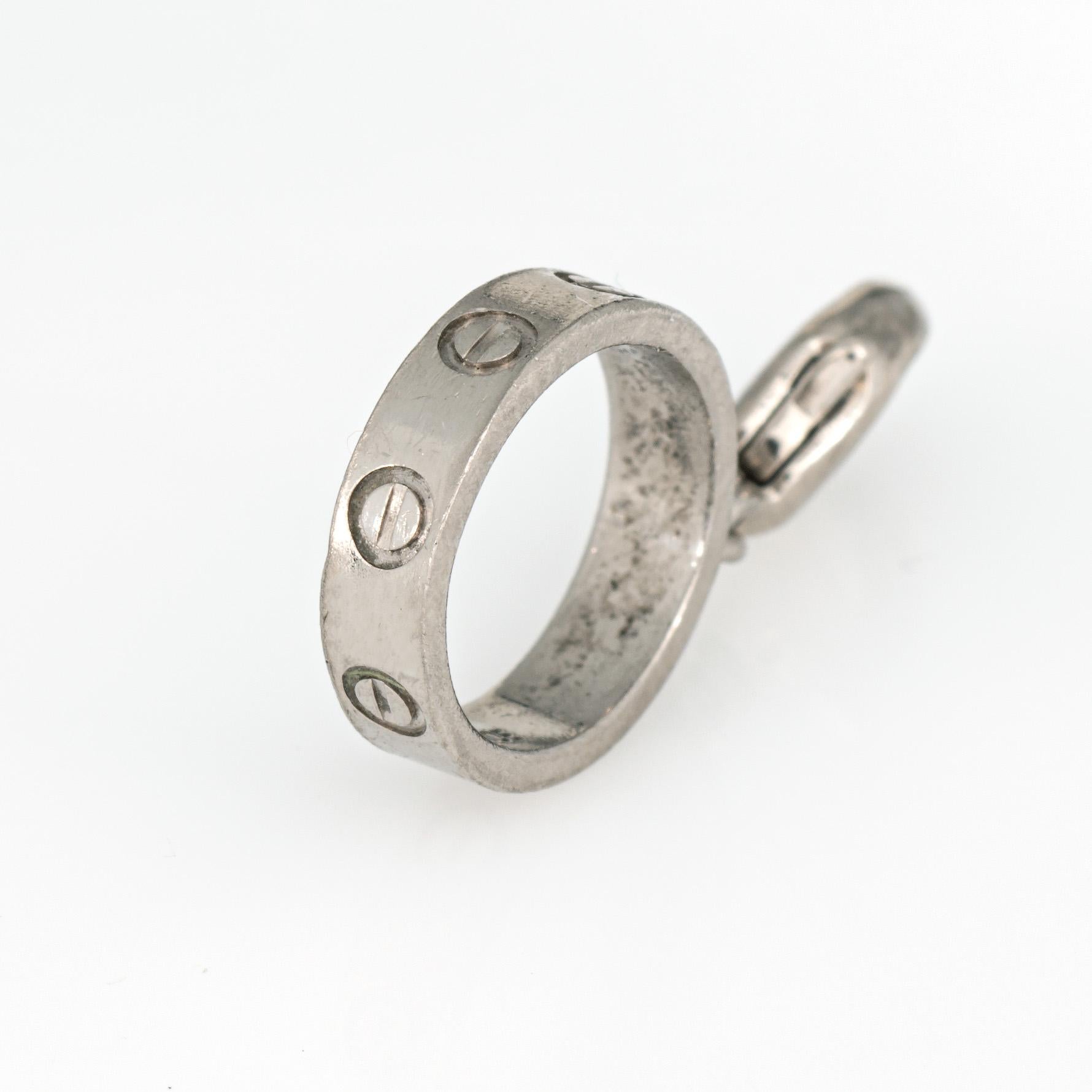 Cartier Love Charm Estate 18k White Gold Pendant Fine Signed Jewelry In Good Condition For Sale In Torrance, CA