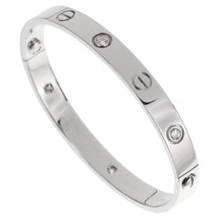 Cartier Love Classic 6 Diamond 18k White Gold Bangle Bracelet Sz 16