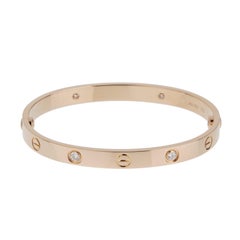Cartier Love Classic Bracelet — 18K Rose Gold, 4 Diamonds, Size 17