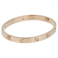 Cartier Love Classic Bracelet — 18K Rose Gold, 4 Diamonds, Size 17