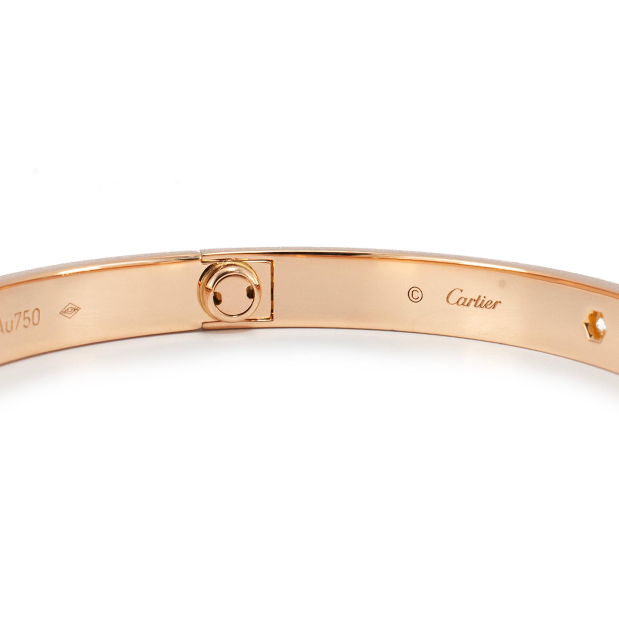 Donna Cartier Love Modello Classico, Bracciale con 4 diamanti in oro rosa 18 carati