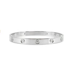 Cartier Love Classic Model 4 Diamonds 18K White Gold Iconic Bangle Bracelet