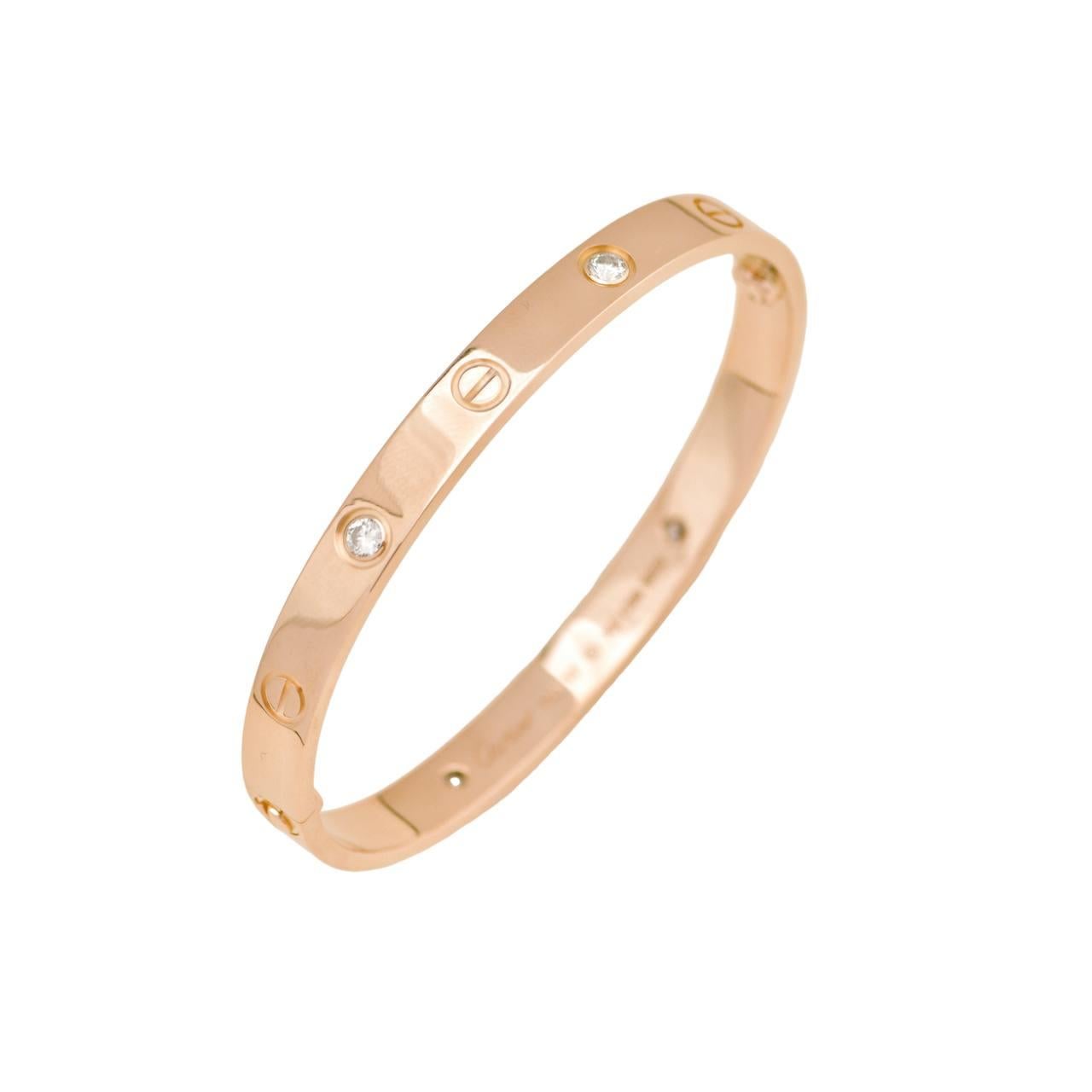 Cartier Love Bracciale Modello Classico Misura 17 4 Diamante Oro Rosa 18K in vendita