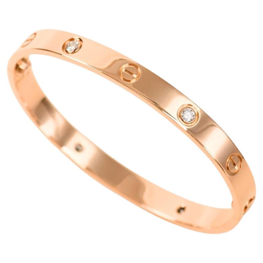 Cartier Love Classic Modell Armband Größe 17 4 Diamant 18K Rose Gold im Angebot