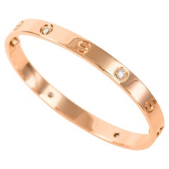 Cartier Love Pulsera Modelo Clásico Tamaño 17 4 Diamantes Oro Rosa 18K