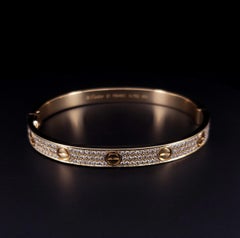 Cartier Love Classic Model Paved Diamond Bracelet Size 21