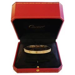 Cartier Love Classic Model Paved Diamond Bracelet Size 21