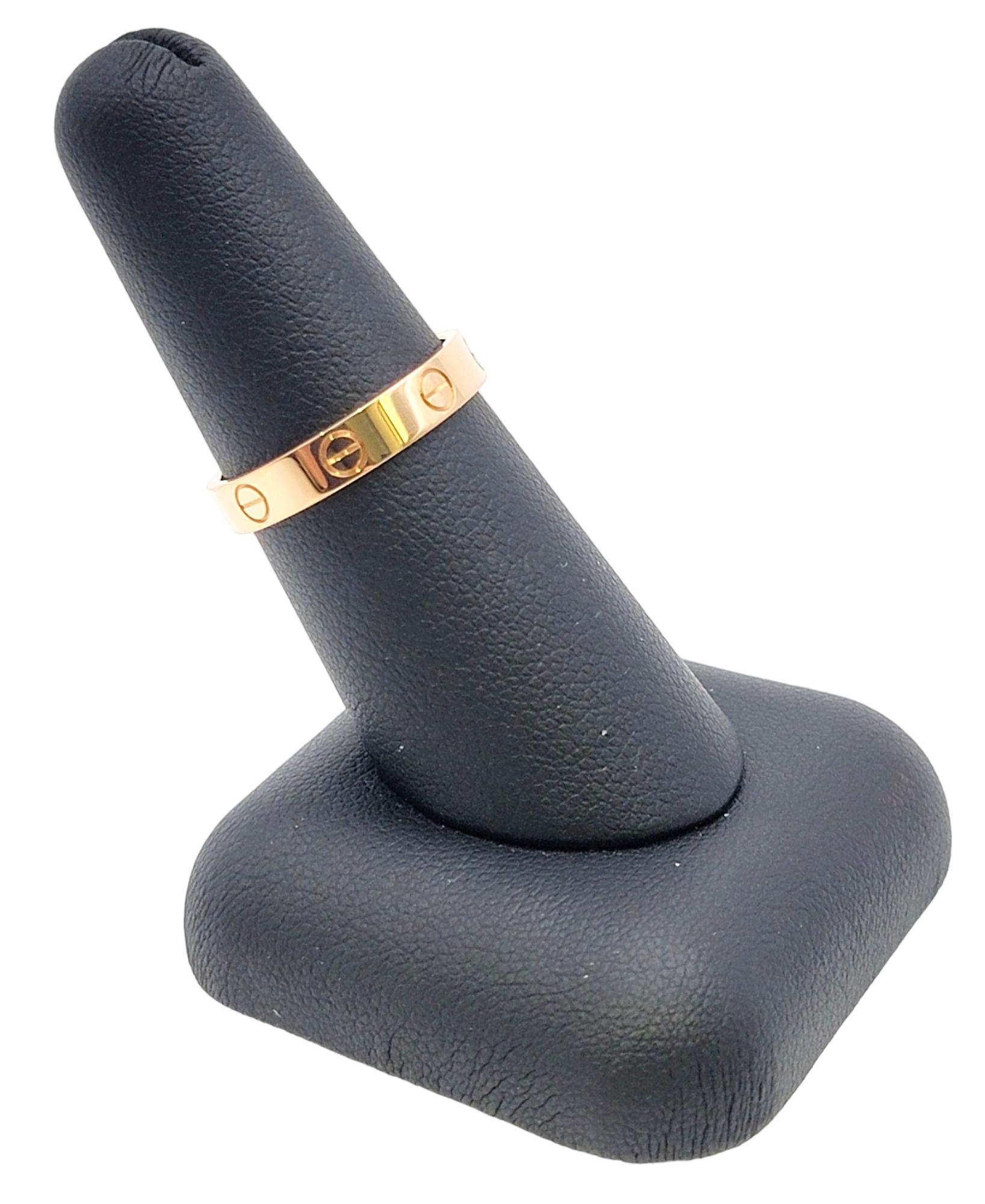 Cartier Love Collection 18 Karat Rose Gold Narrow Band Ring with Box 5