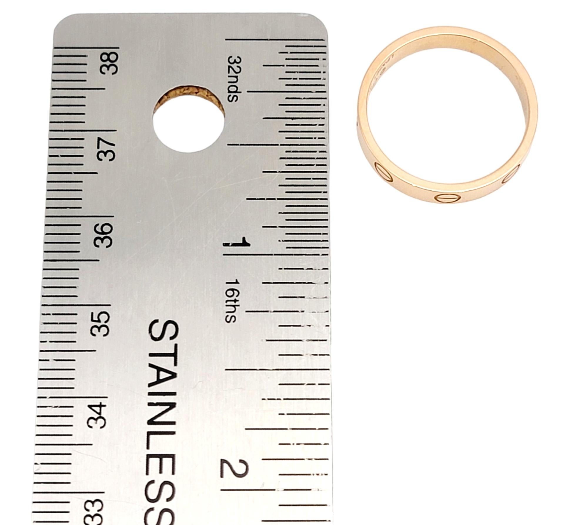 Cartier Love Collection 18 Karat Rose Gold Narrow Band Ring with Box 7
