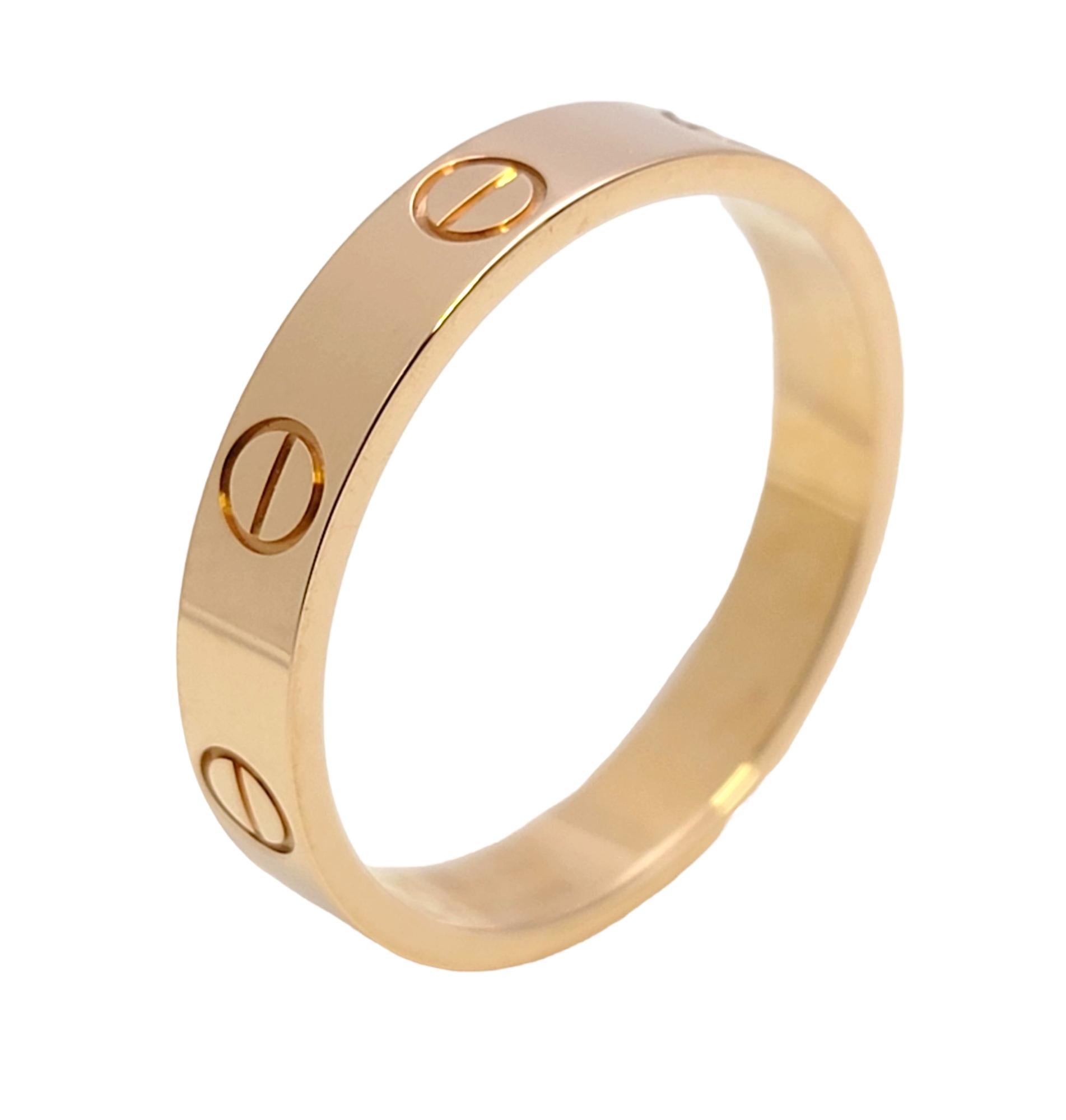 Cartier Love Collection 18 Karat Rose Gold Narrow Band Ring with Box In Good Condition In Scottsdale, AZ