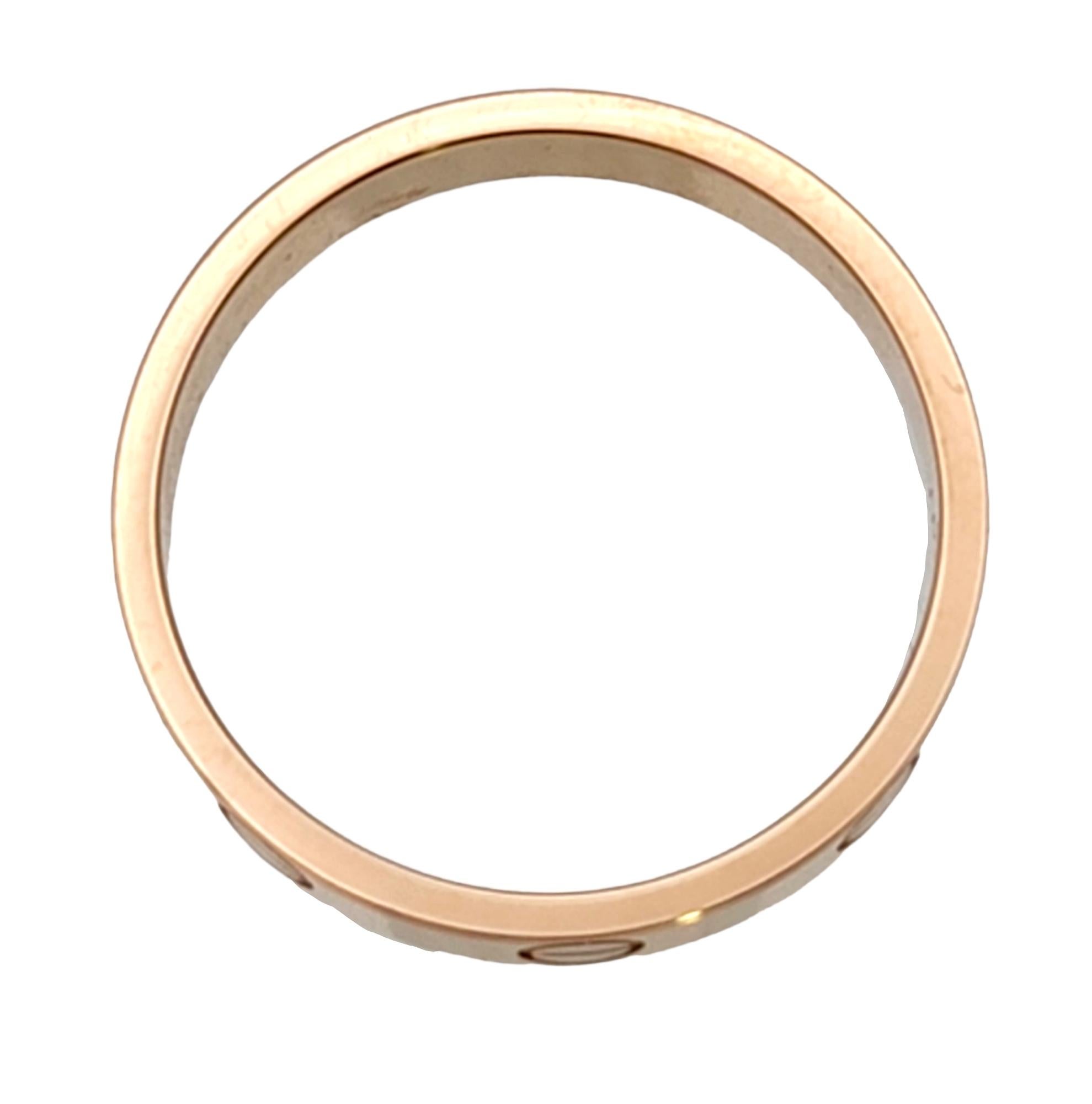 Cartier Love Collection 18 Karat Rose Gold Narrow Band Ring with Box 1