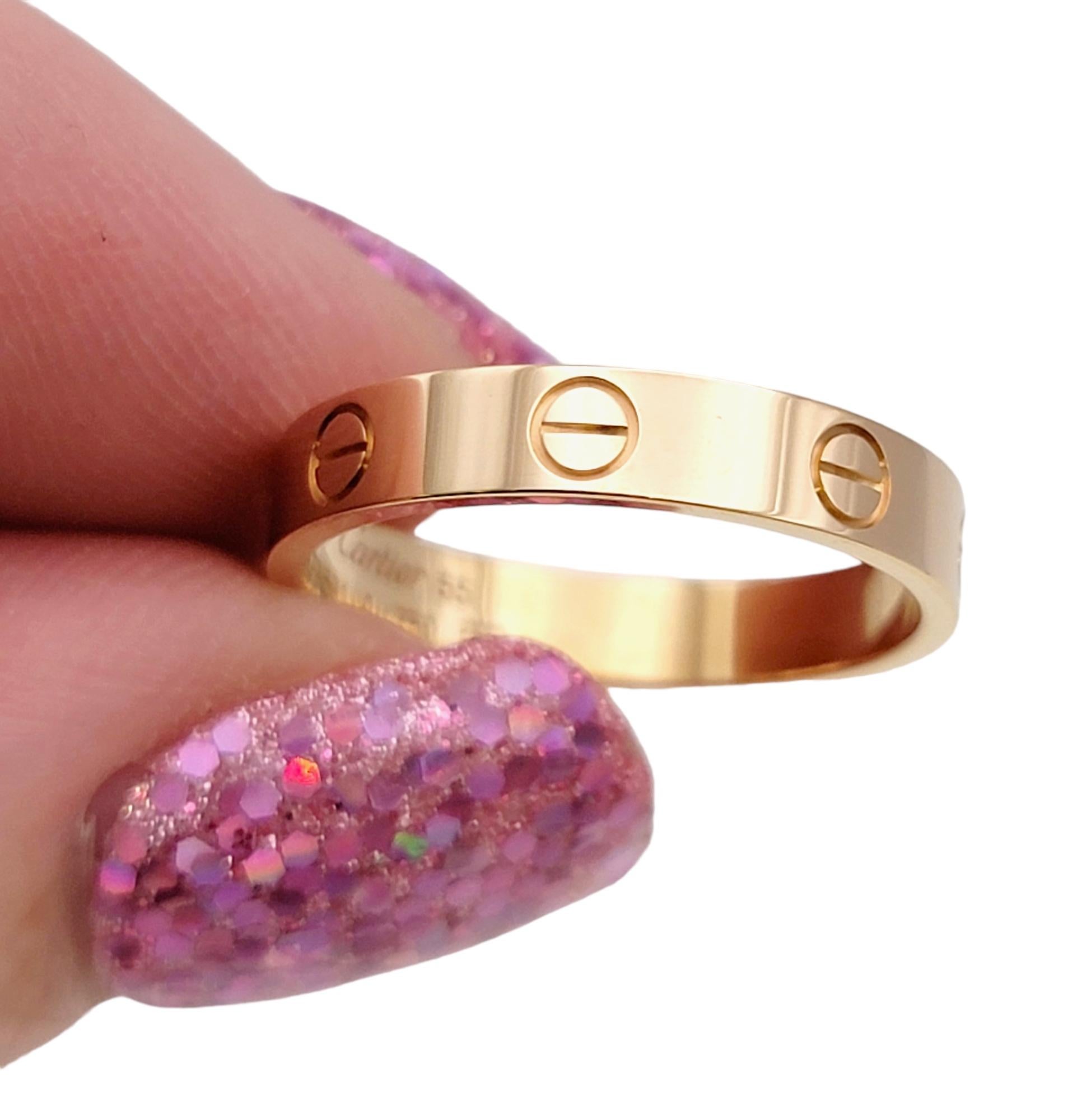 Cartier Love Collection 18 Karat Rose Gold Narrow Band Ring with Box 3