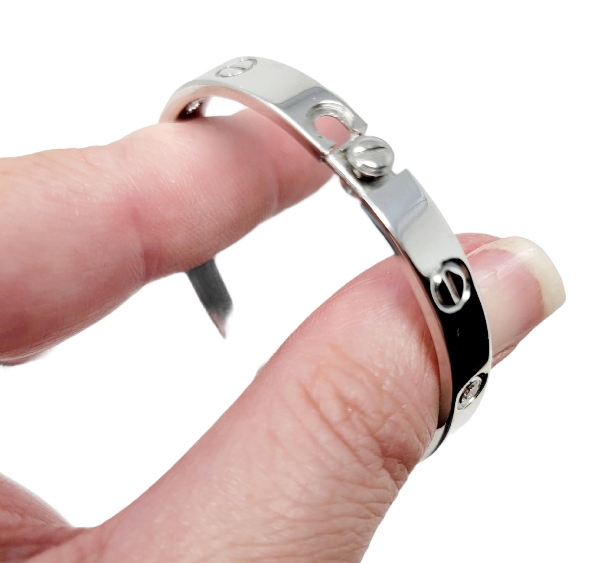 Round Cut Cartier Love Collection 18 Karat White Gold and 4 Diamond Bangle Bracelet 16