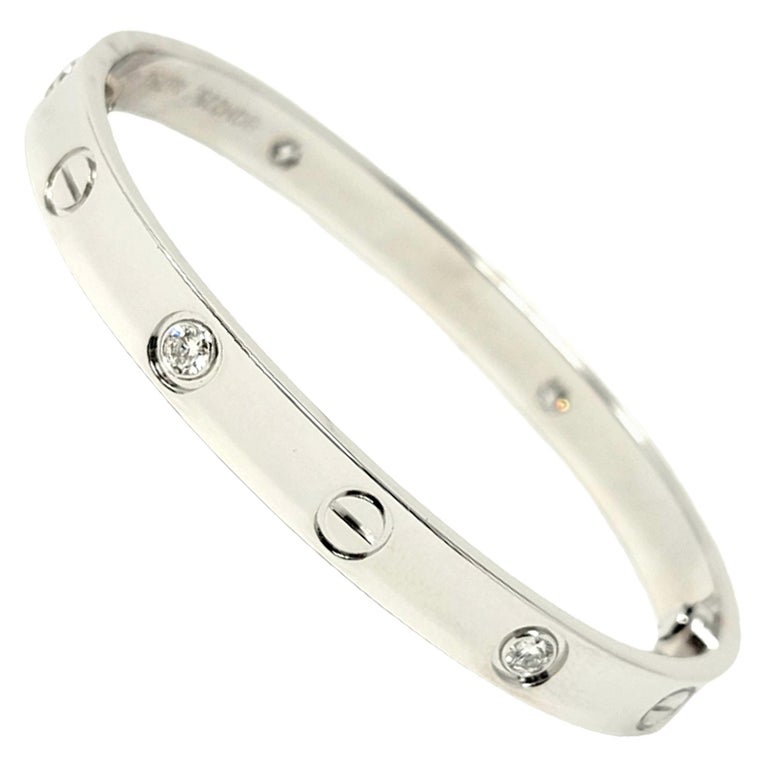 Cartier Love Collection 18 Karat White Gold and 4 Diamond Bangle