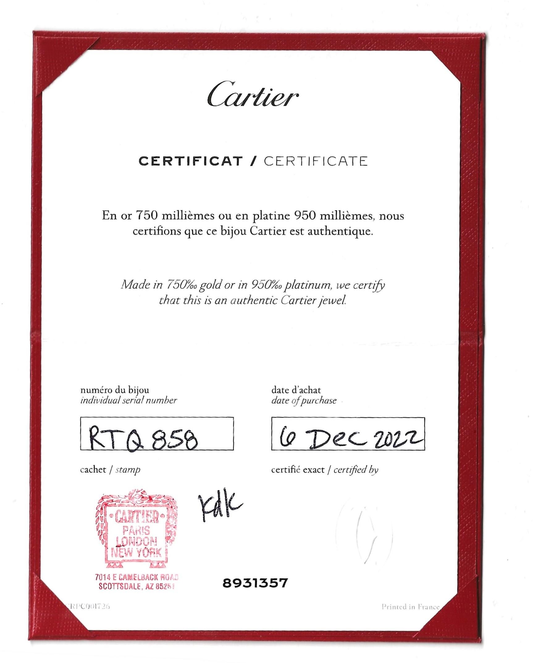 Cartier, bague à anneau étroit en or blanc 18 carats de la collection Love avec boîte, taille 52 en vente 2