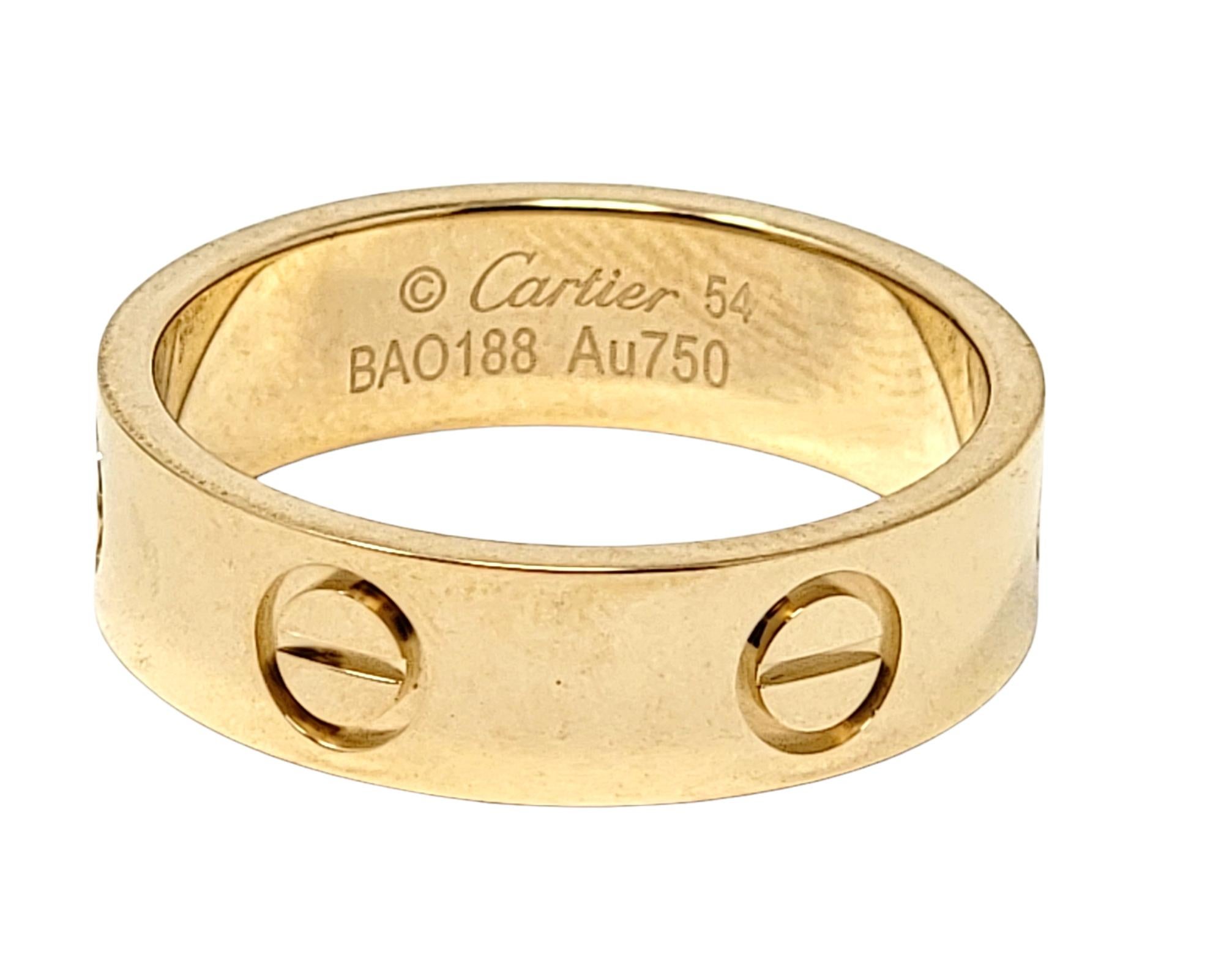 Cartier Love Collection 18 Karat Yellow Gold Band Ring with Box 2