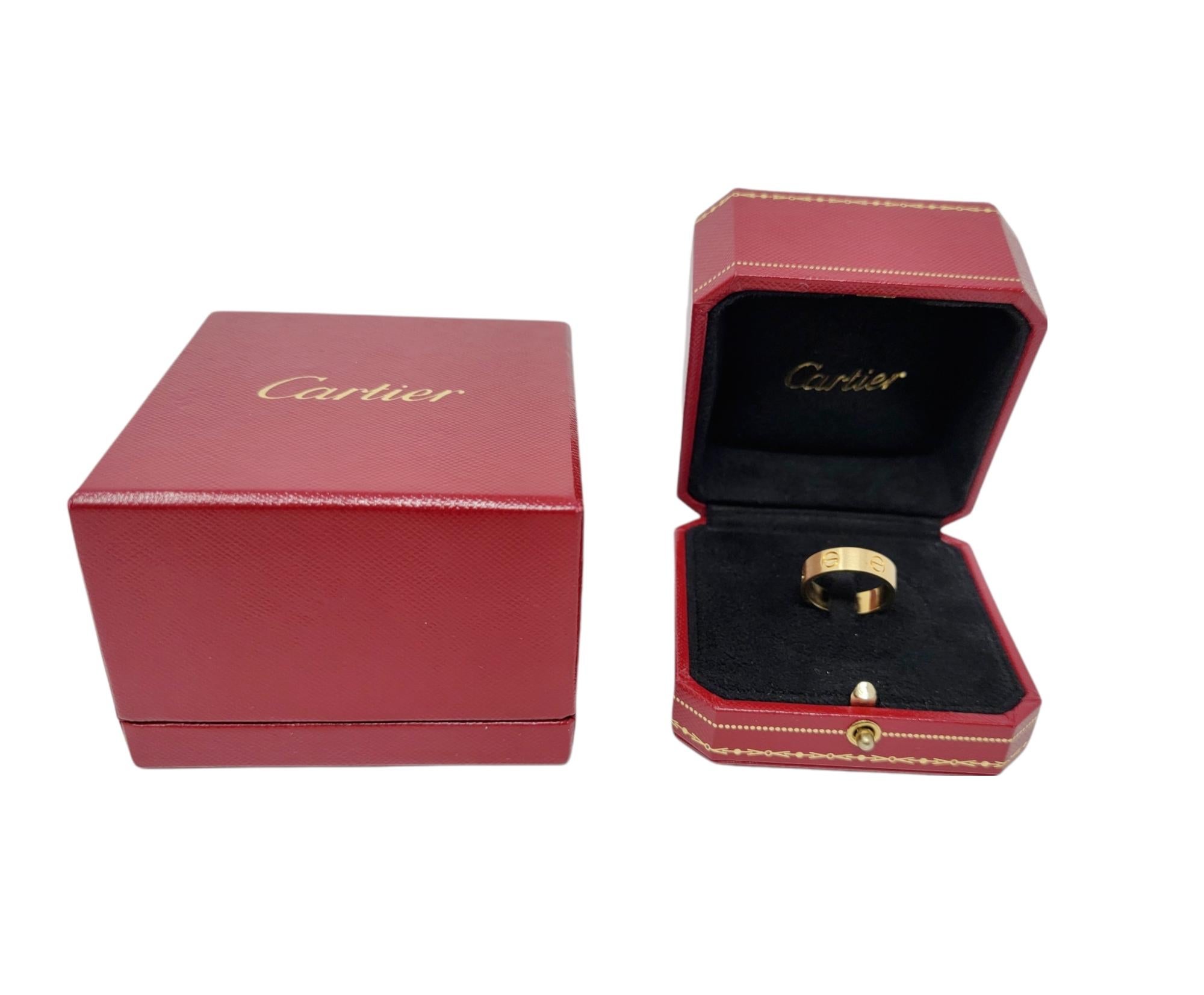 Cartier Love Collection 18 Karat Yellow Gold Band Ring with Box 4