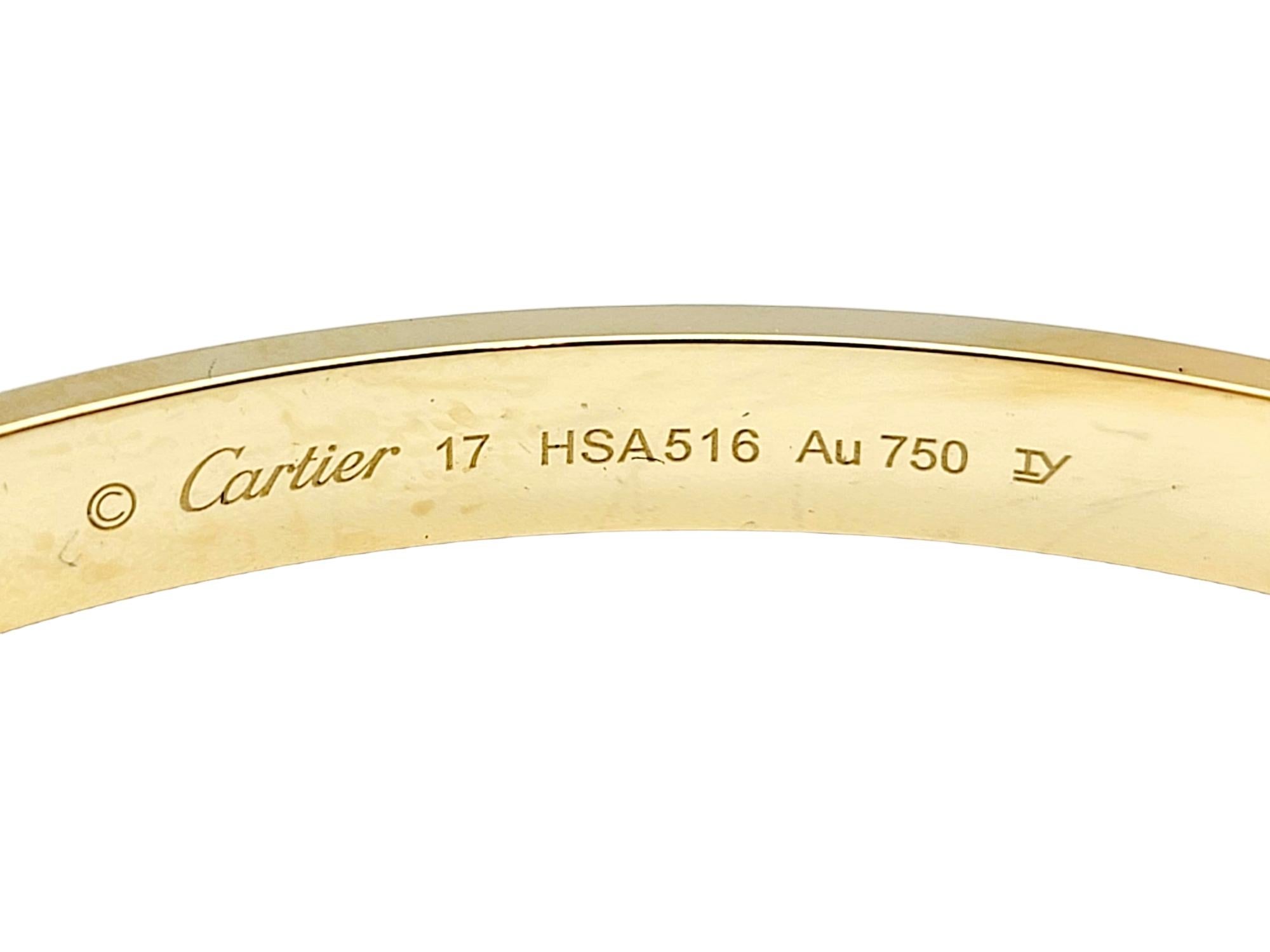 Cartier Love Collection 18 Karat Yellow Gold Bangle Bracelet with Screwdriver 17 For Sale 1
