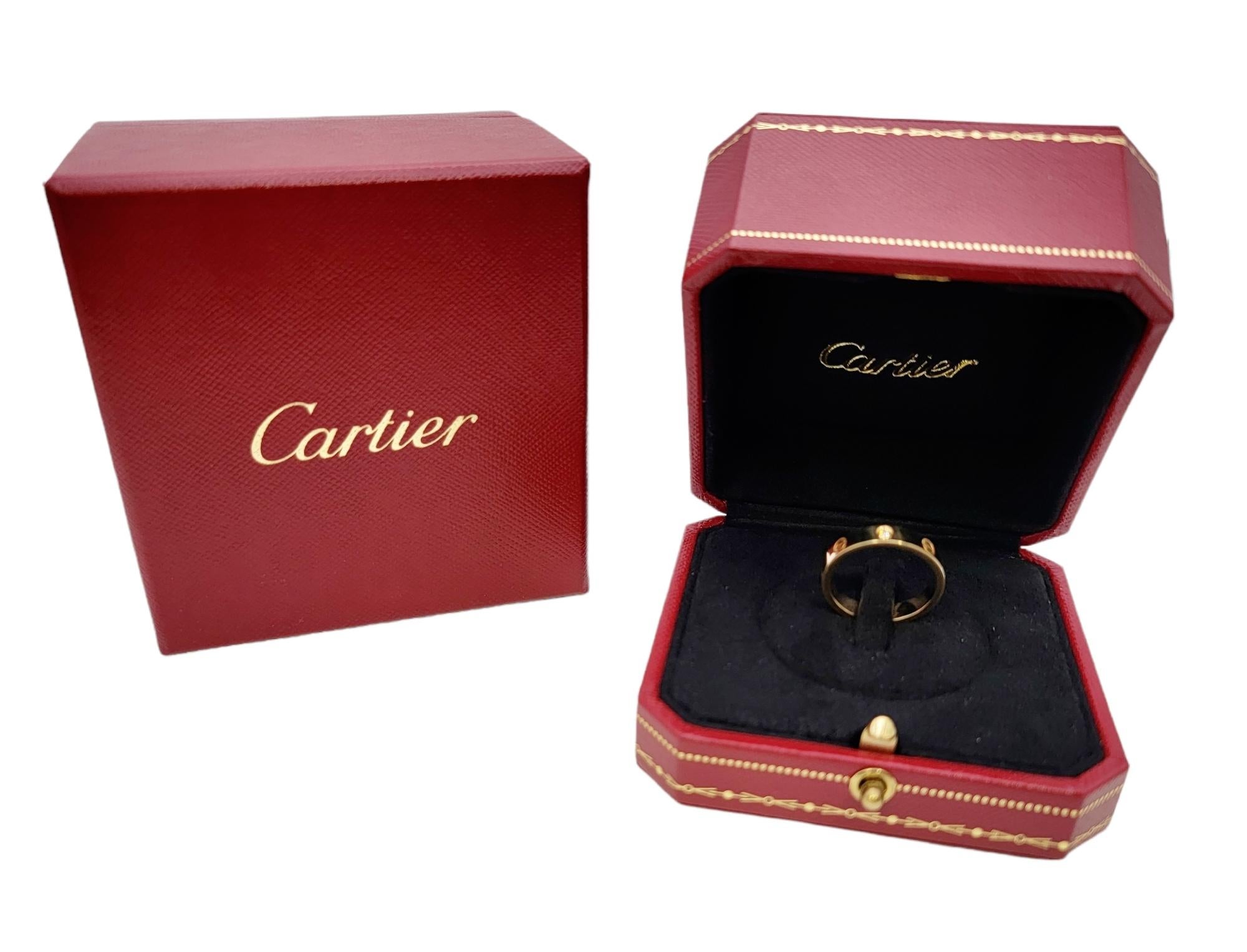 Cartier Love Collection 18 Karat Yellow Gold Wedding Band Ring with Diamond, Box 5